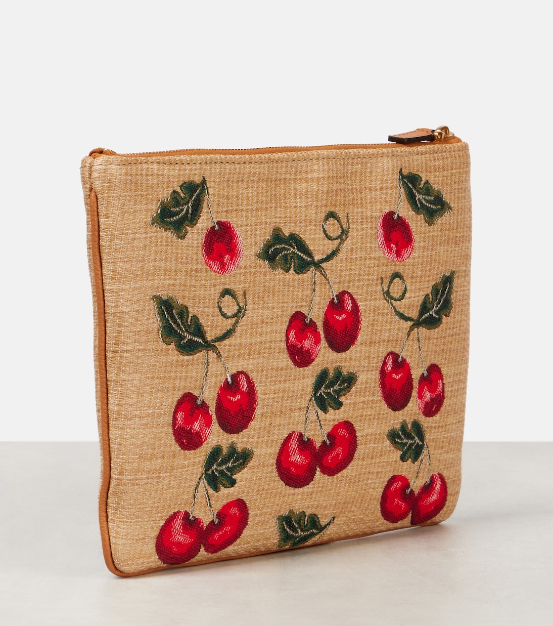 VLogo Cherryfic raffia-effect pouch | Valentino Garavani