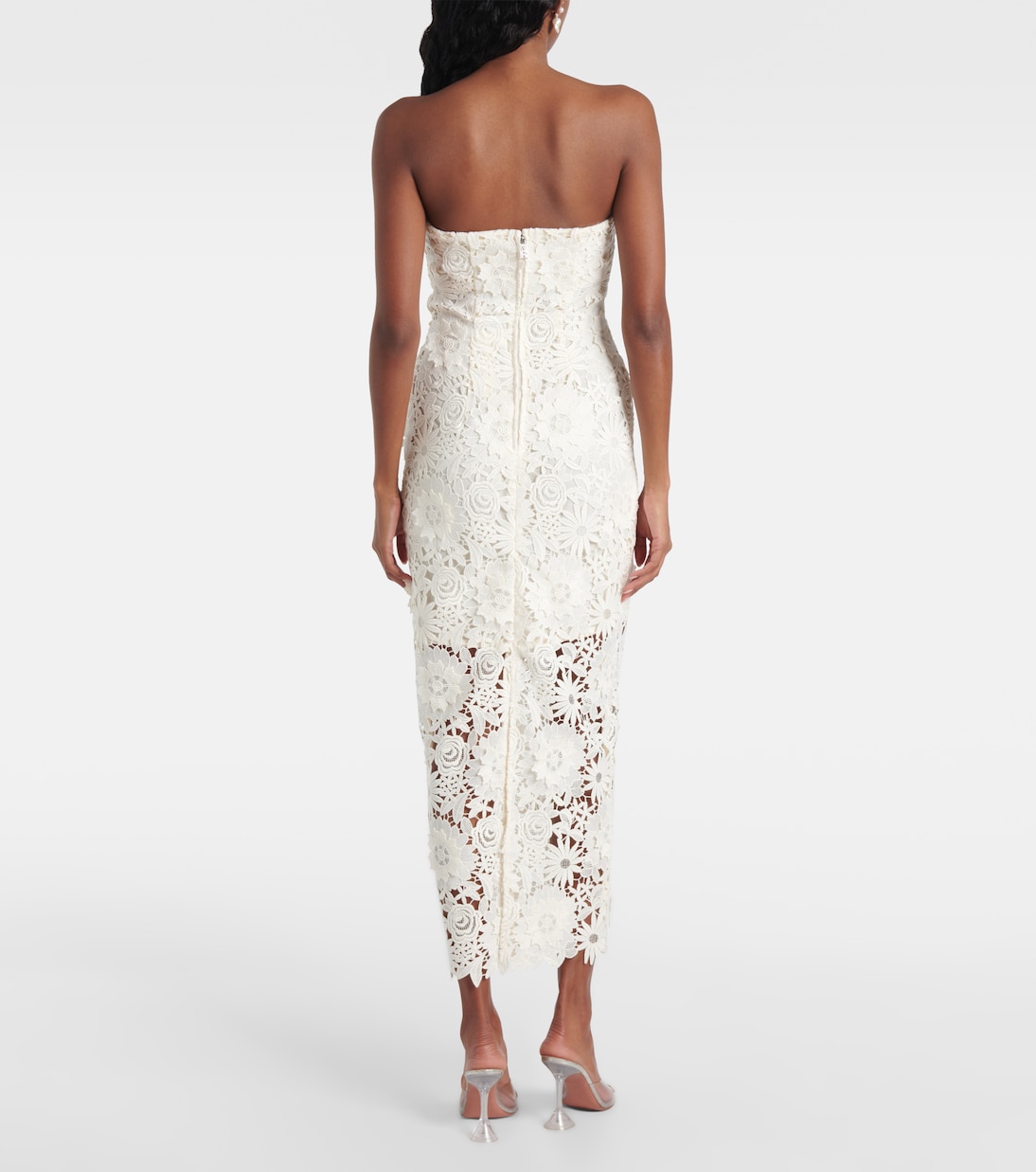 Vestido midi de novia de encaje | Rotate