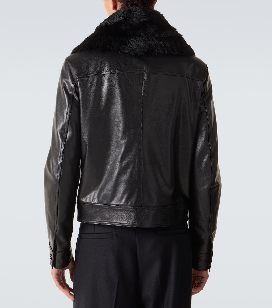 Shearling-trimmed leather jacket | Dolce&Gabbana