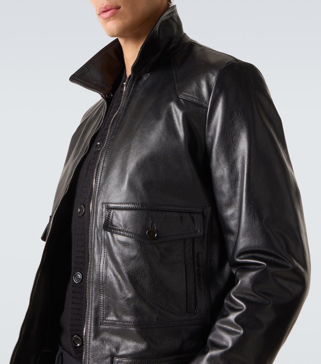 Shearling-trimmed leather jacket | Dolce&Gabbana