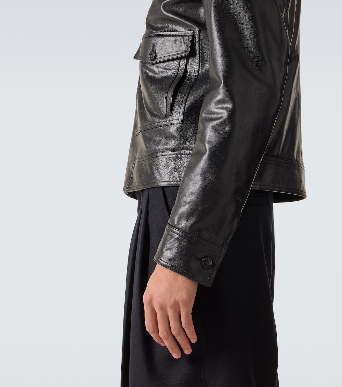 Shearling-trimmed leather jacket | Dolce&Gabbana
