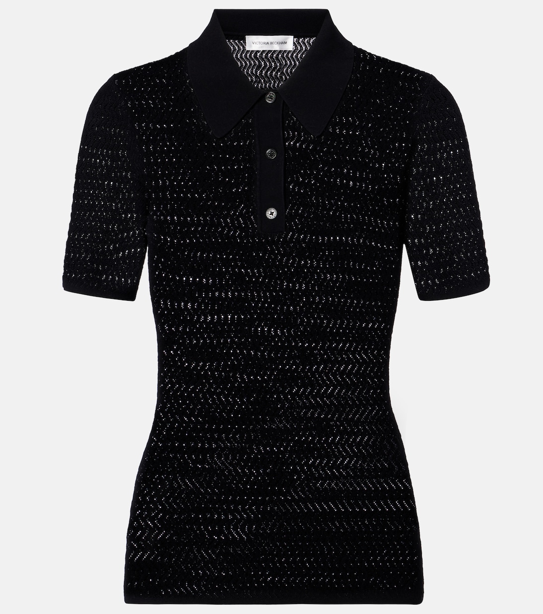 Polohemd aus Pointelle-Strick | Victoria Beckham