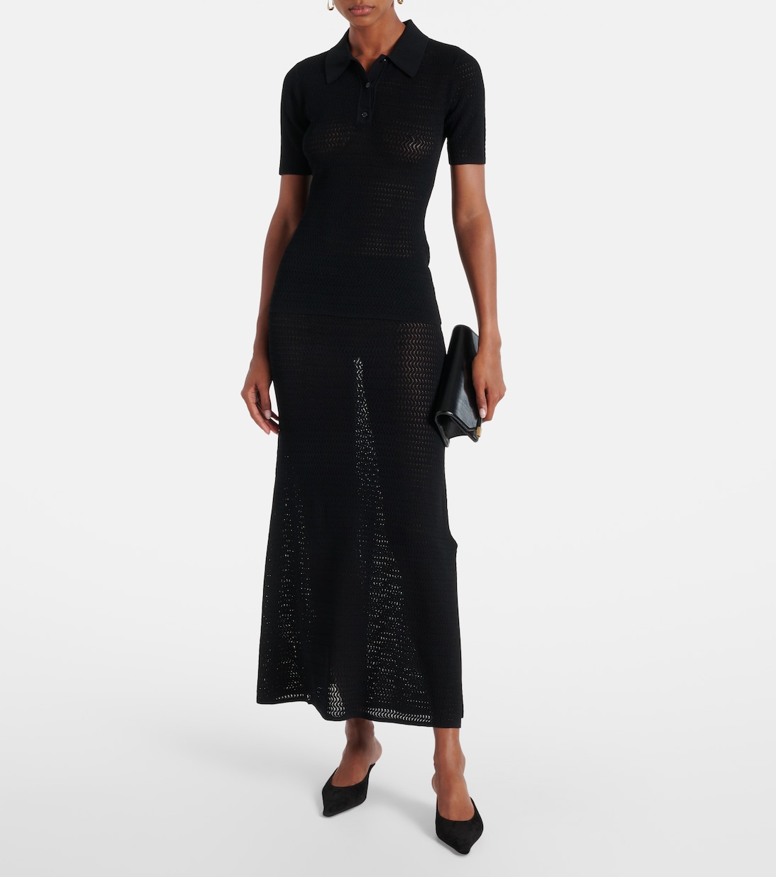 Polohemd aus Pointelle-Strick | Victoria Beckham
