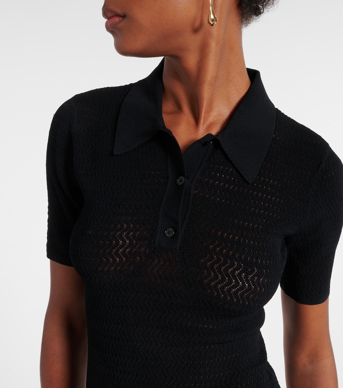 Polohemd aus Pointelle-Strick | Victoria Beckham
