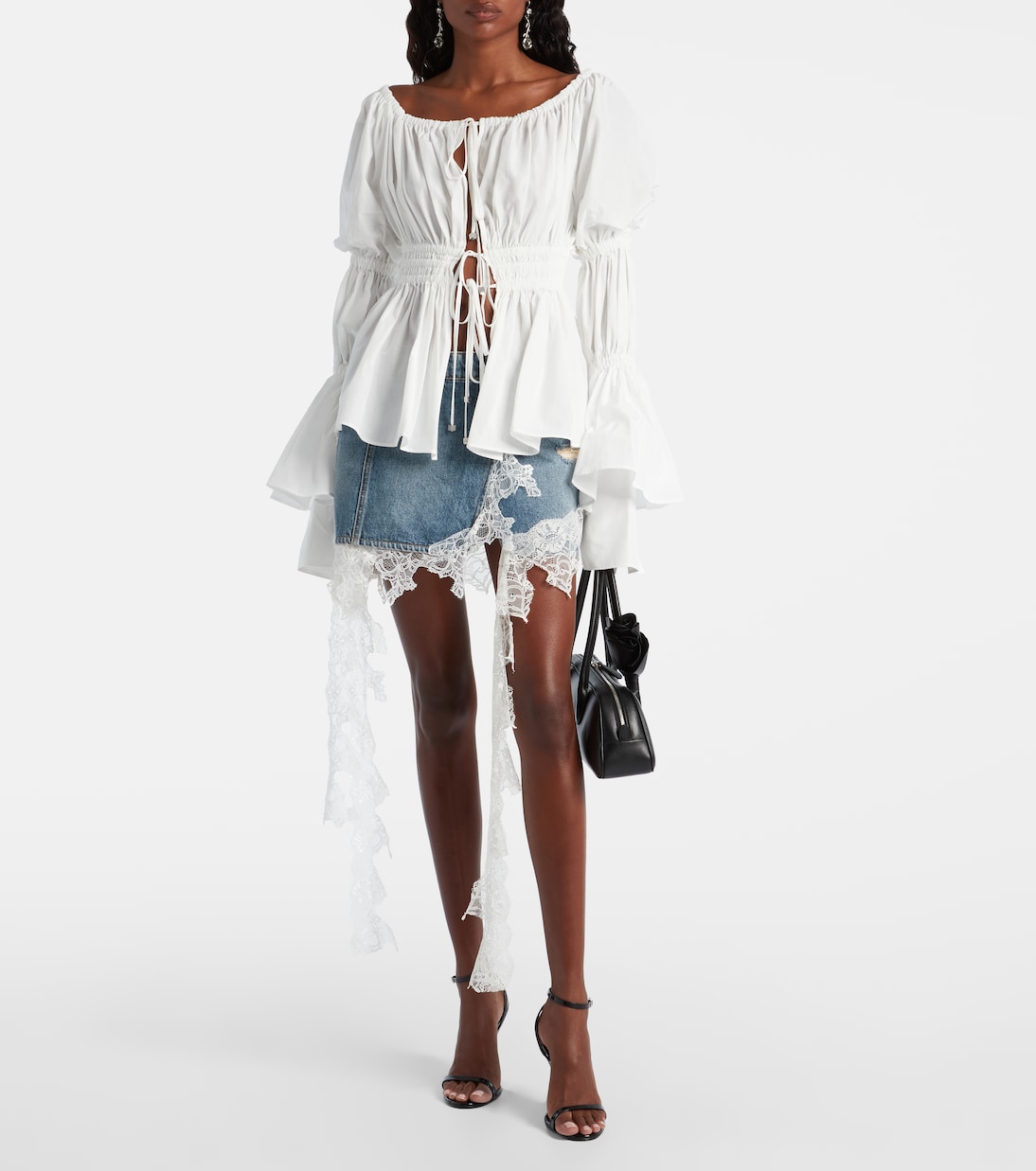 Minifalda de denim con encaje | Blumarine