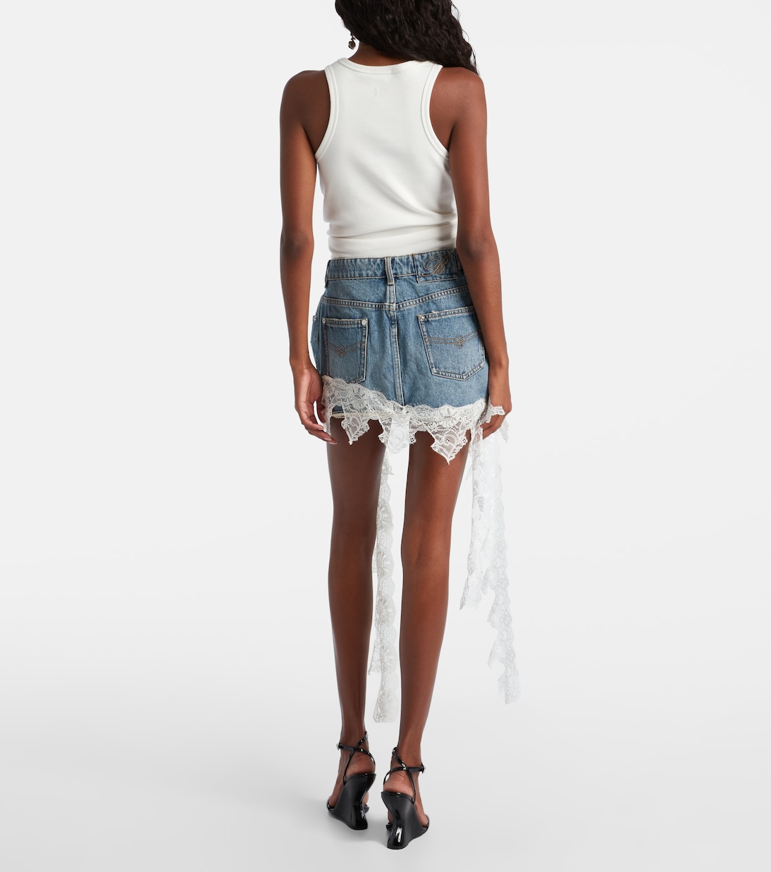 Minifalda de denim con encaje | Blumarine