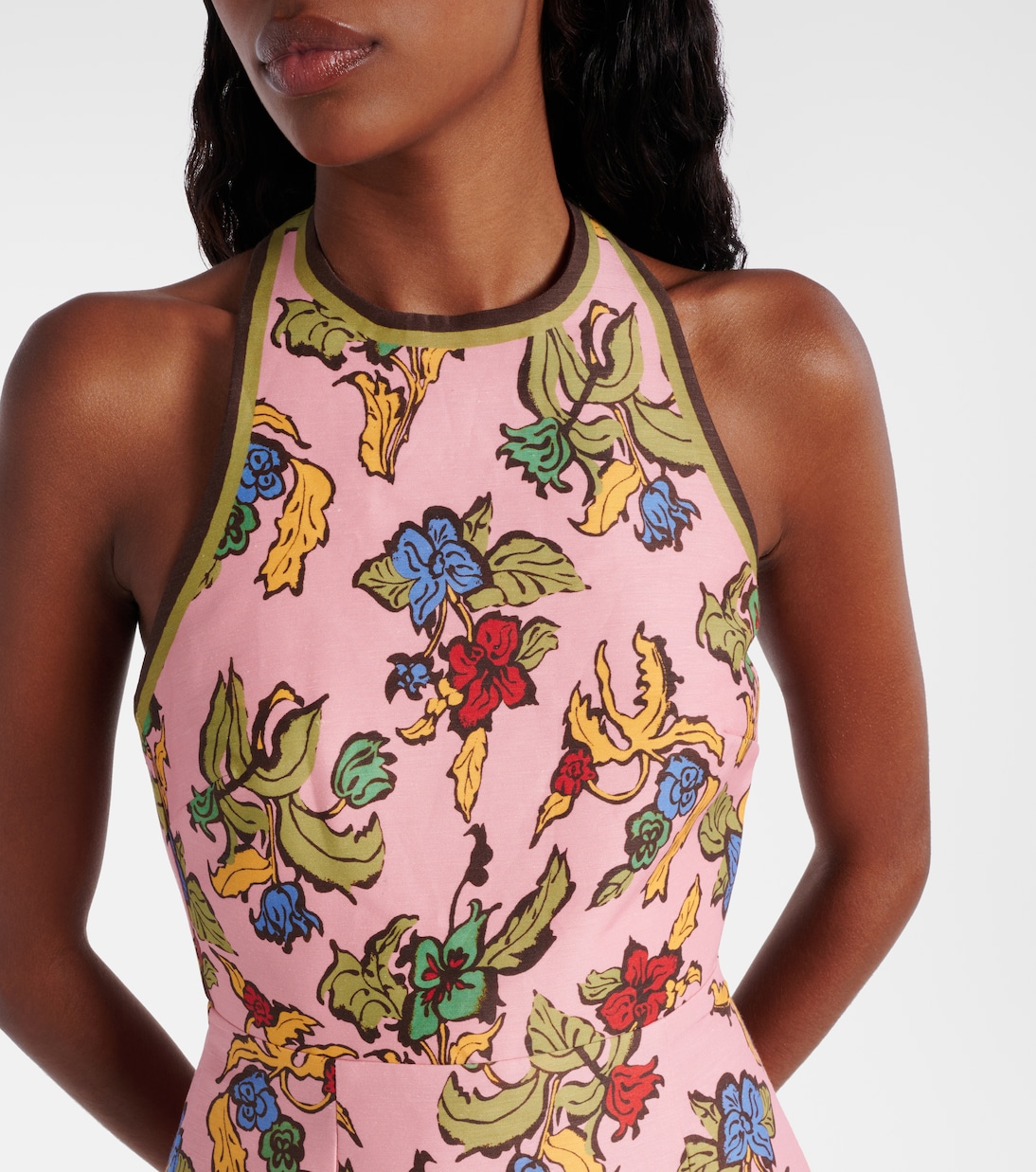 Robe en lin mélangé à fleurs | Alémais