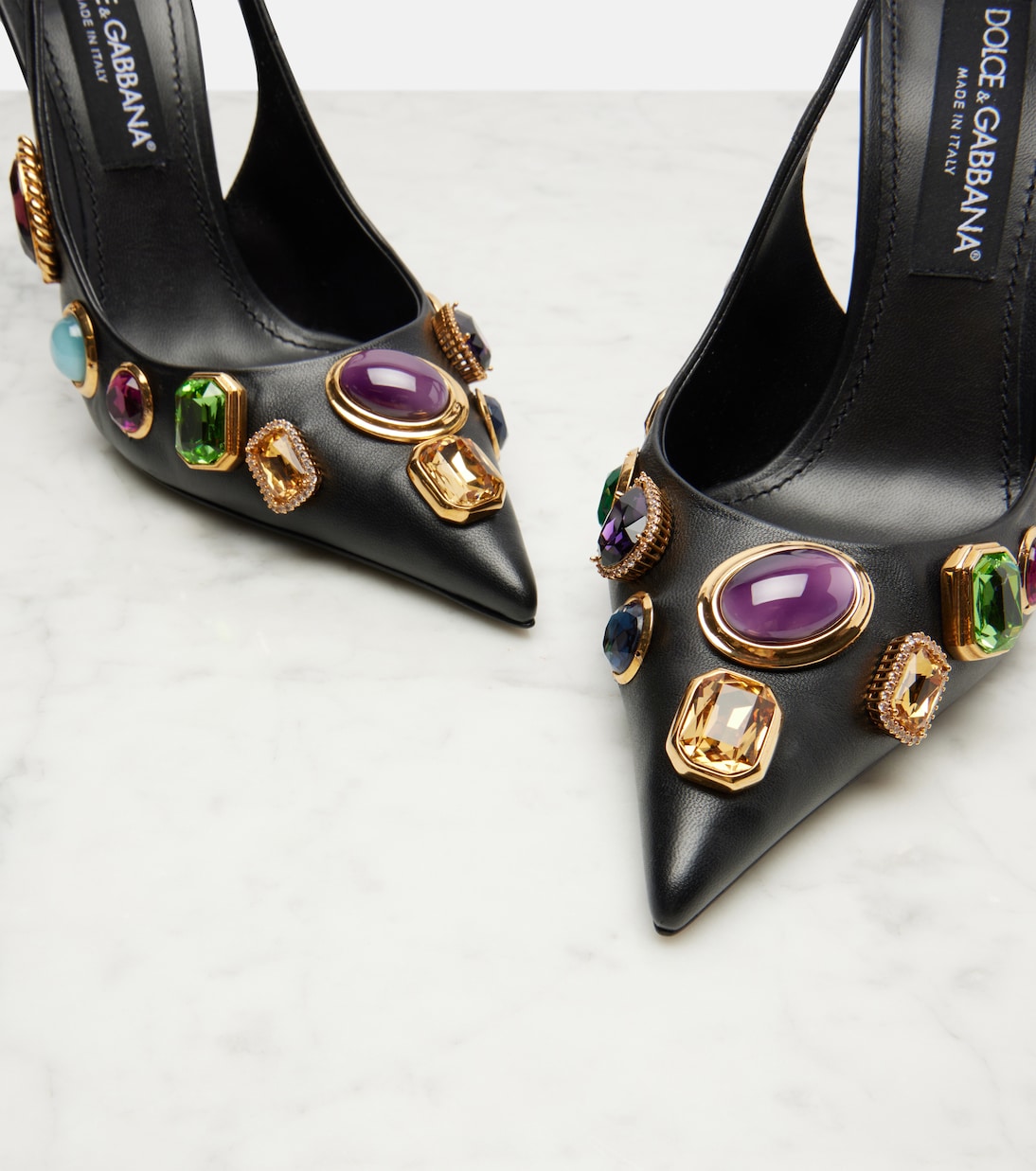 DG embellished leather slingback pumps | Dolce&Gabbana