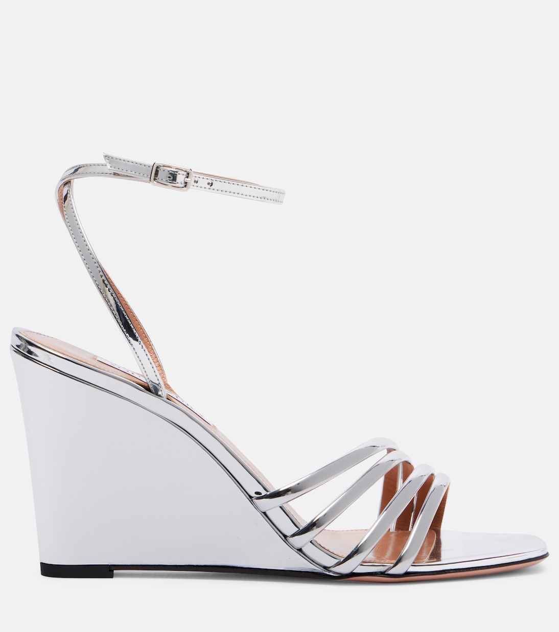 Latour 85 metallic-effect wedge sandals | Aquazzura