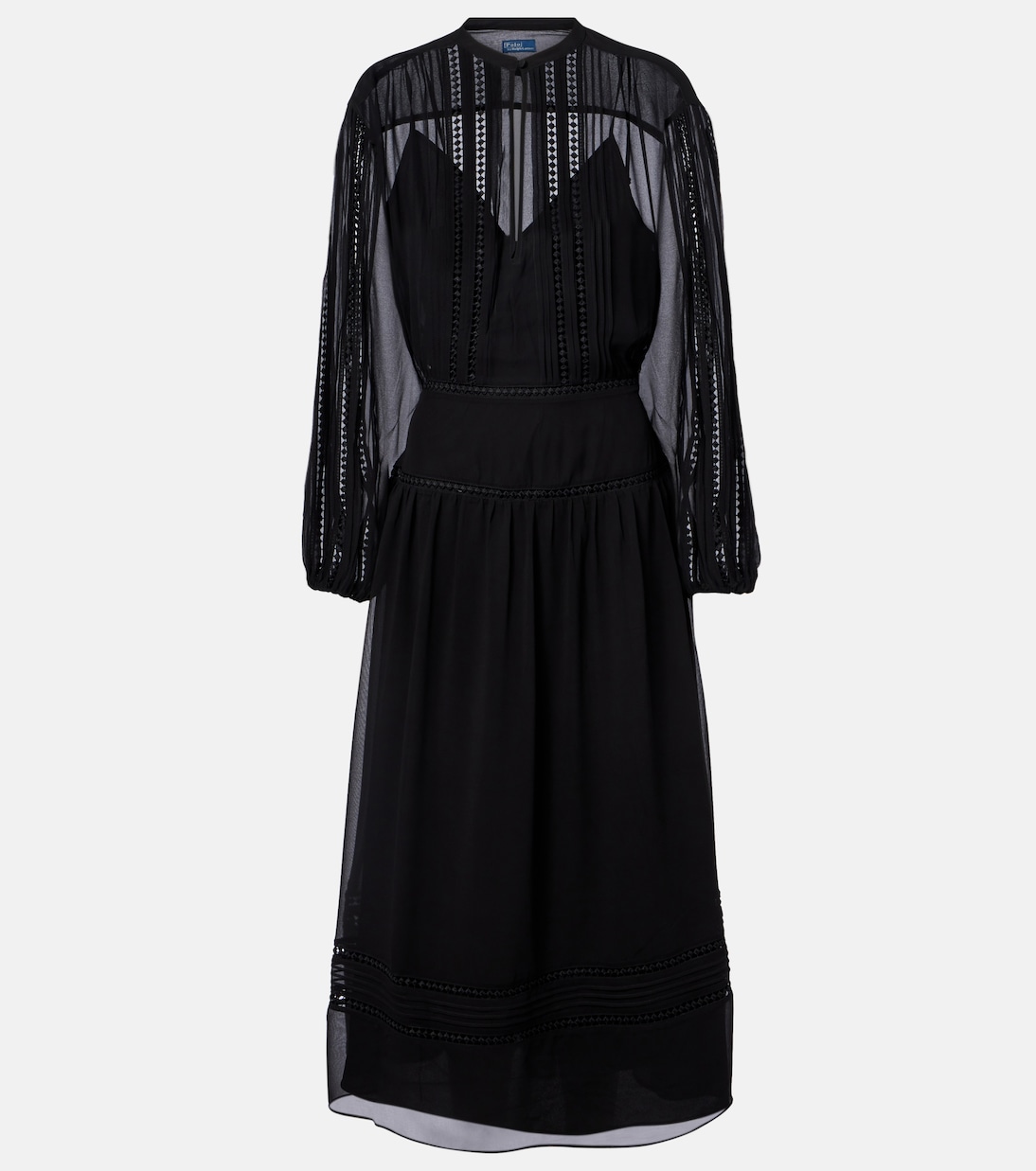 Lace-trimmed georgette midi dress | Polo Ralph Lauren