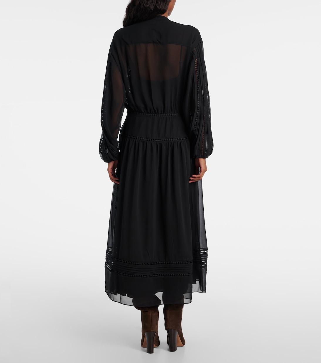 Lace-trimmed georgette midi dress | Polo Ralph Lauren