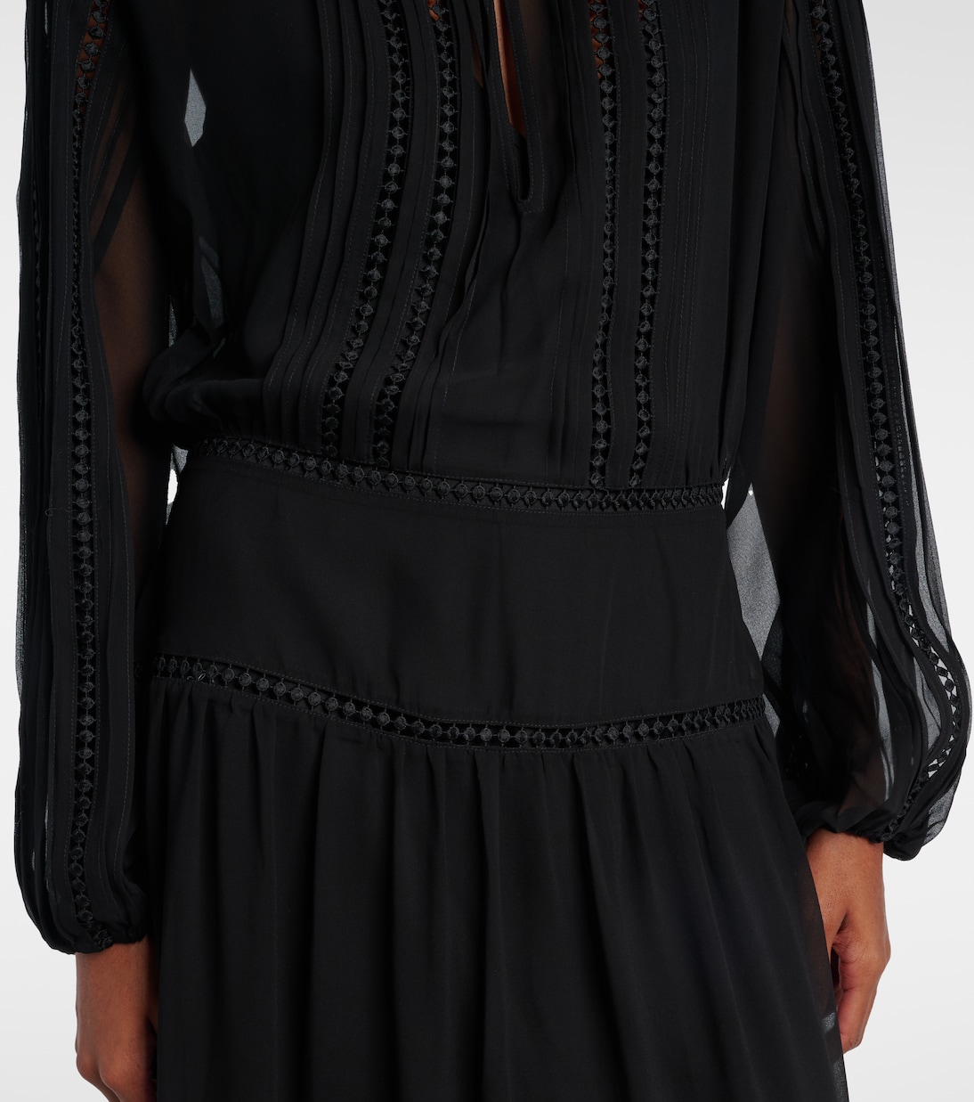 Lace-trimmed georgette midi dress | Polo Ralph Lauren