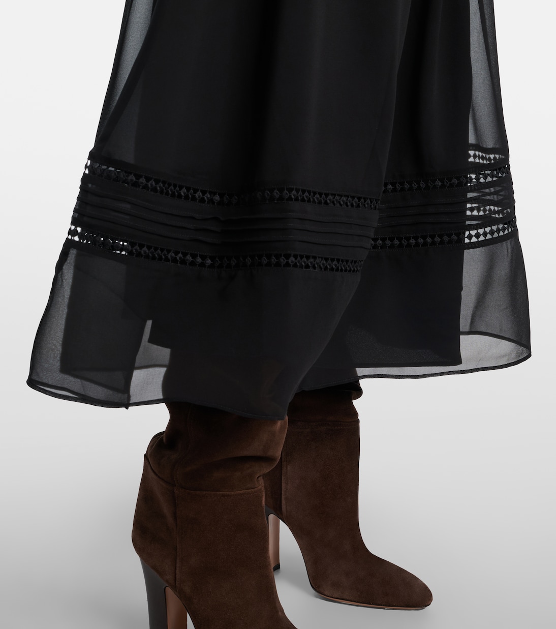 Lace-trimmed georgette midi dress | Polo Ralph Lauren
