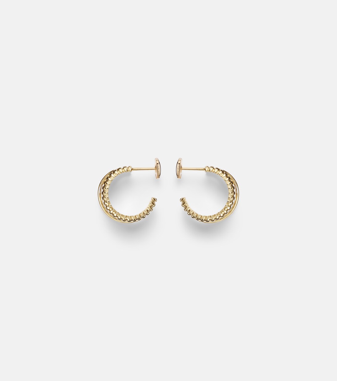 Un Deux Trois Berlingot 9kt gold hoop earrings with diamonds  | Yvonne Léon