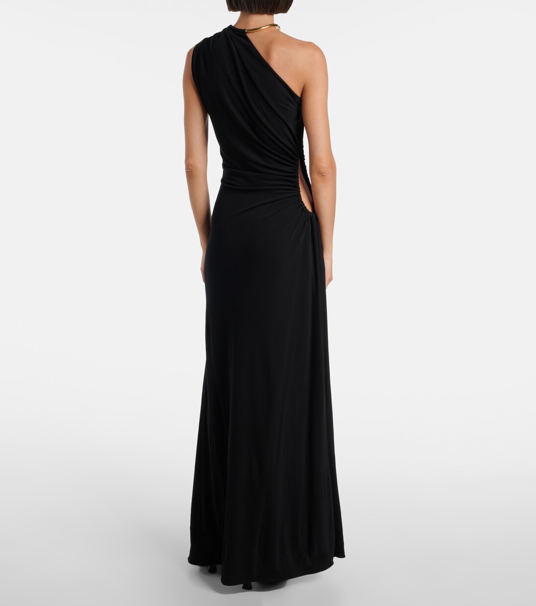 Cutout one-shoulder jersey crêpe gown | Bottega Veneta
