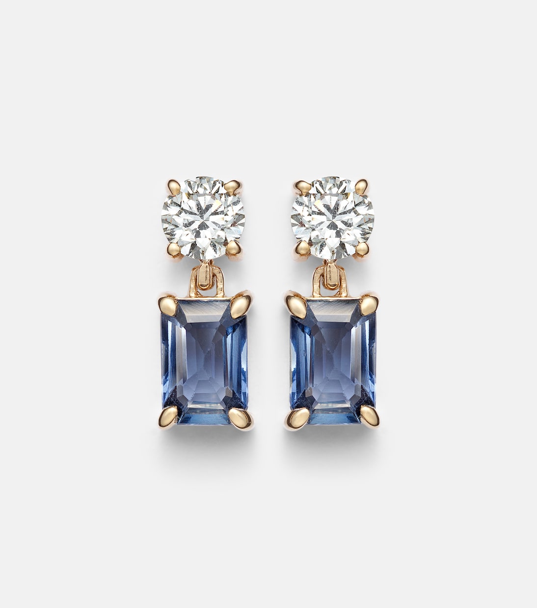 14kt gold (585/1000) earrings with diamonds and blue sapphires | Stone and Strand