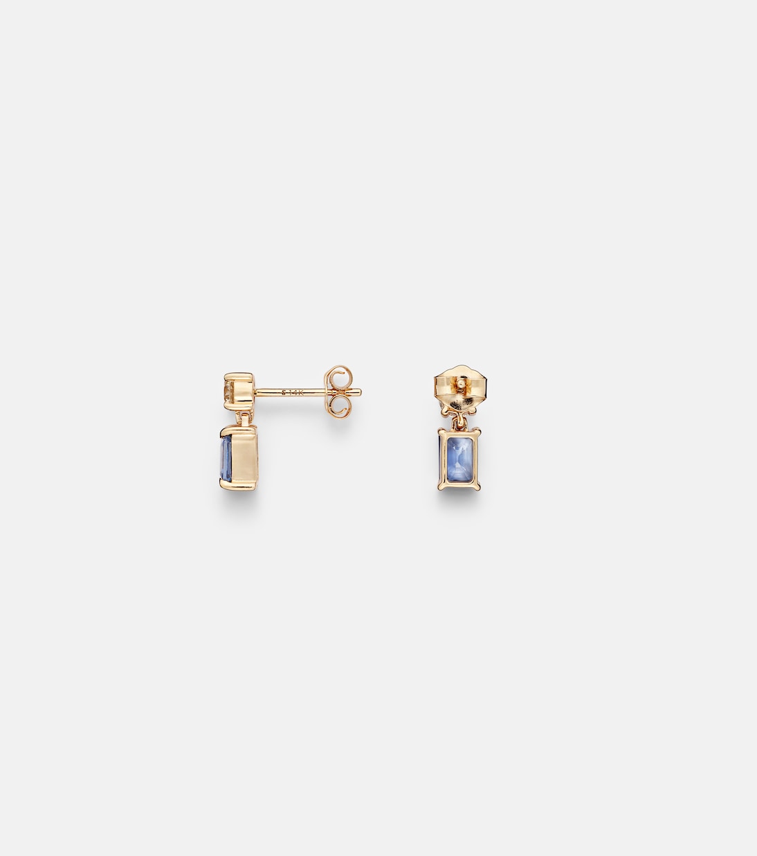 14kt gold (585/1000) earrings with diamonds and blue sapphires | Stone and Strand