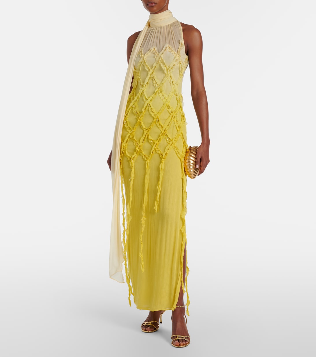 Embellished crepon maxi dress | Blumarine