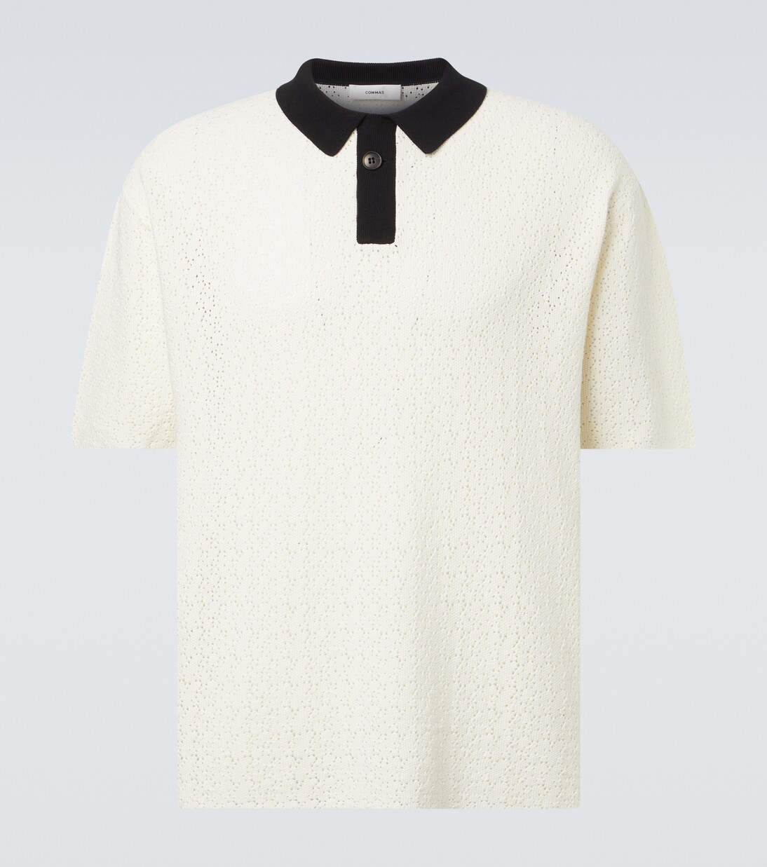 Crochet cotton-blend polo shirt | Commas