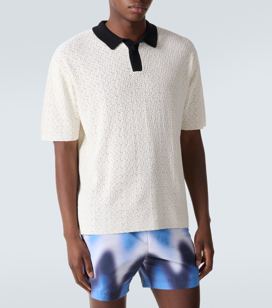 Polohemd aus Häkelstrick | Commas