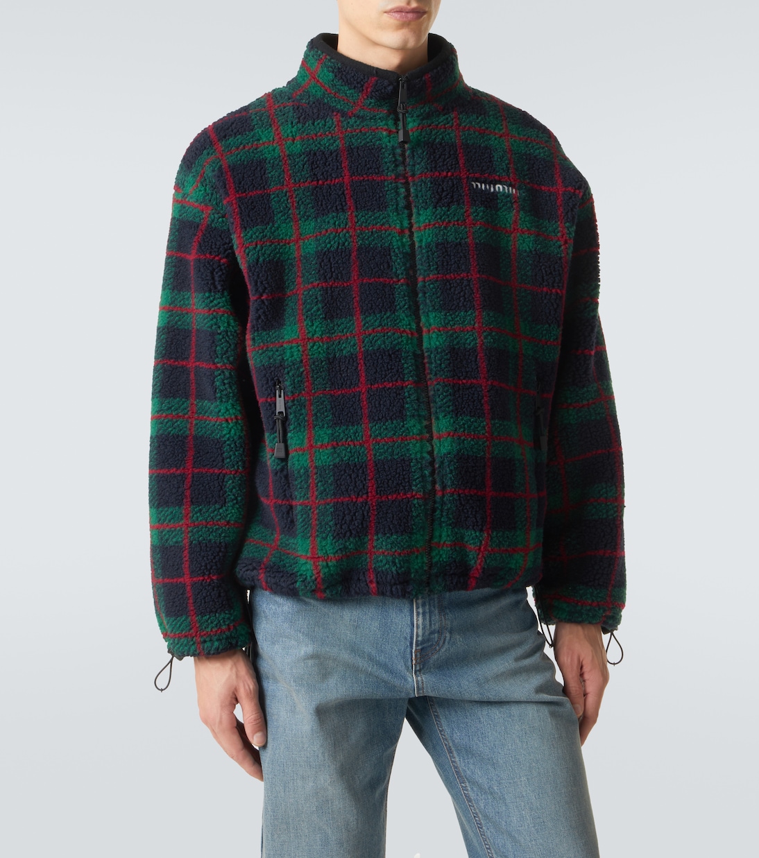 Checked teddy jacket | Miu Miu