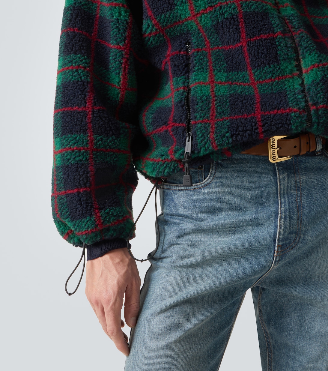 Checked teddy jacket | Miu Miu