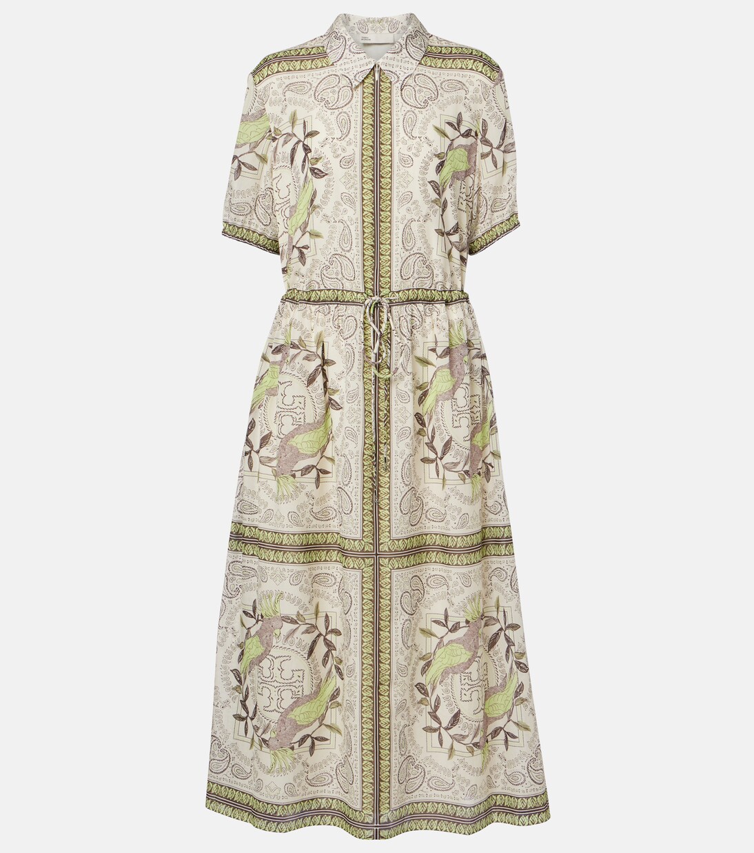 Printed silk and cotton midi dress | Tory Burch