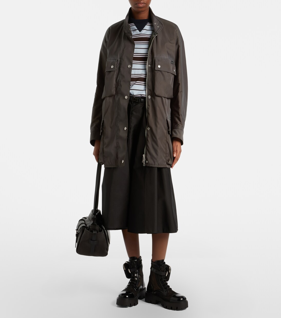 Bottines en résille et en cuir | Prada