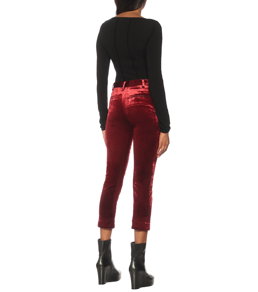 High-Rise-Hose aus Samt | Ann Demeulemeester