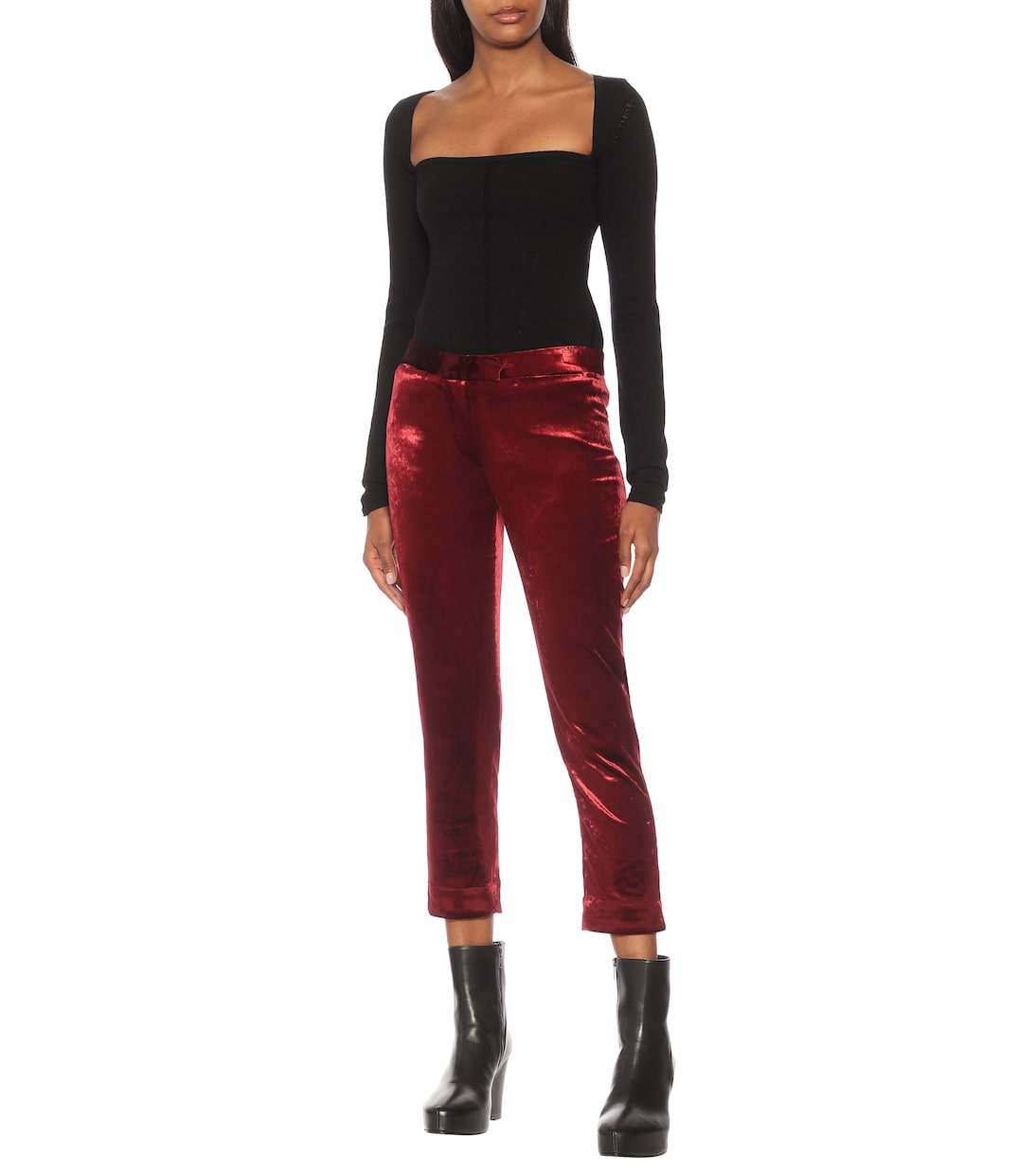 High-Rise-Hose aus Samt | Ann Demeulemeester