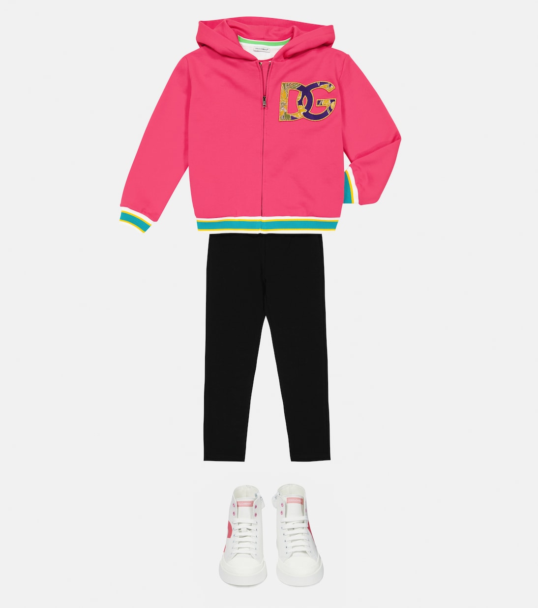 Felpa in cotone con cappuccio e zip | Dolce&Gabbana Kids