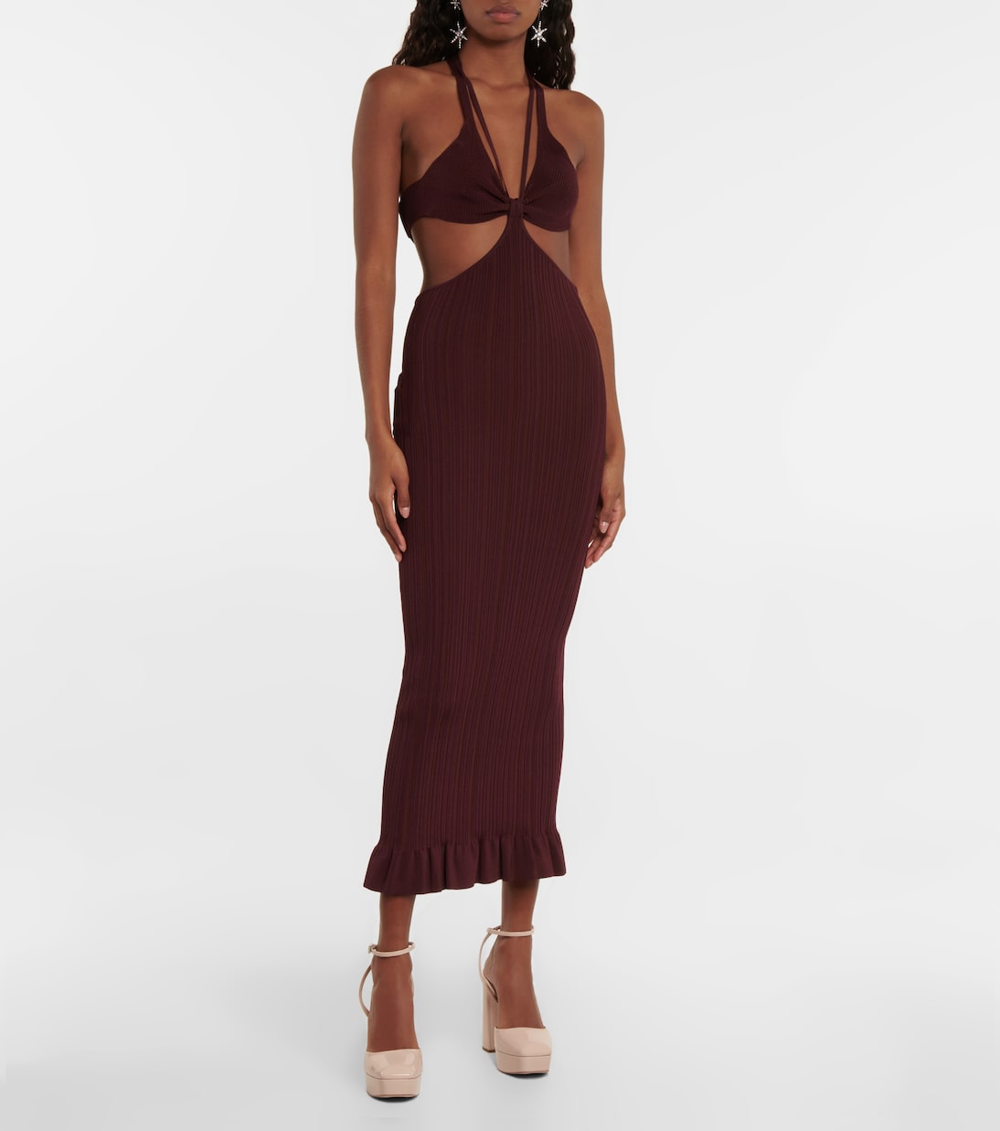 Cutout ribbed-kit bodycon midi dress | Philosophy di Lorenzo Serafini