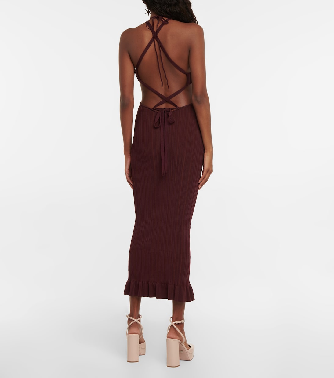 Cutout ribbed-kit bodycon midi dress | Philosophy di Lorenzo Serafini
