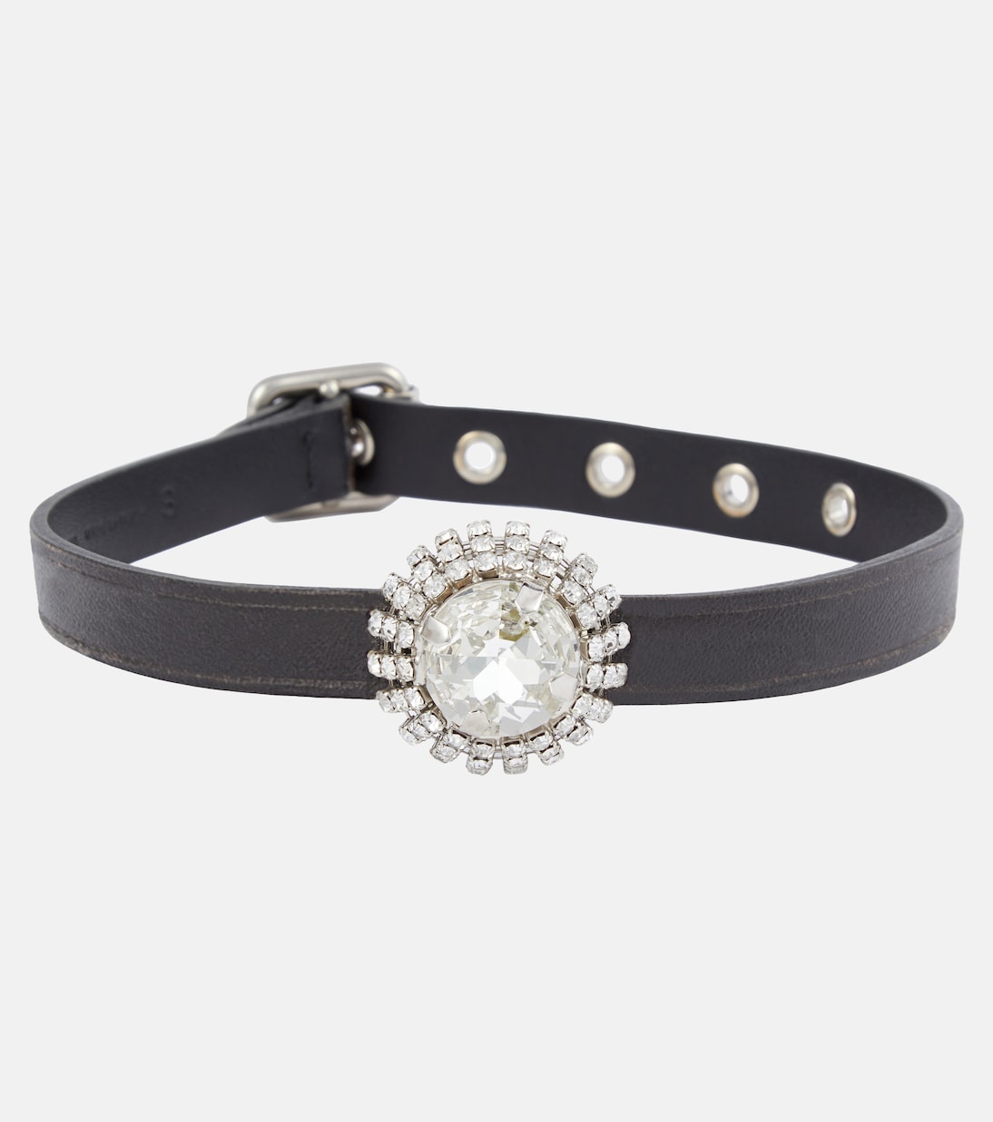 Choker in pelle con cristalli | Miu Miu
