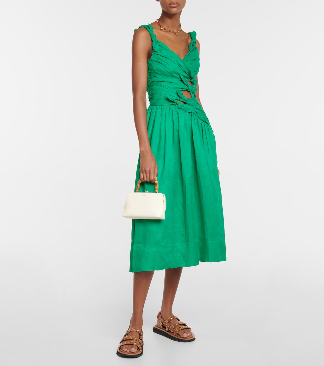 Abito midi Tiggy in lino con ruches | Zimmermann