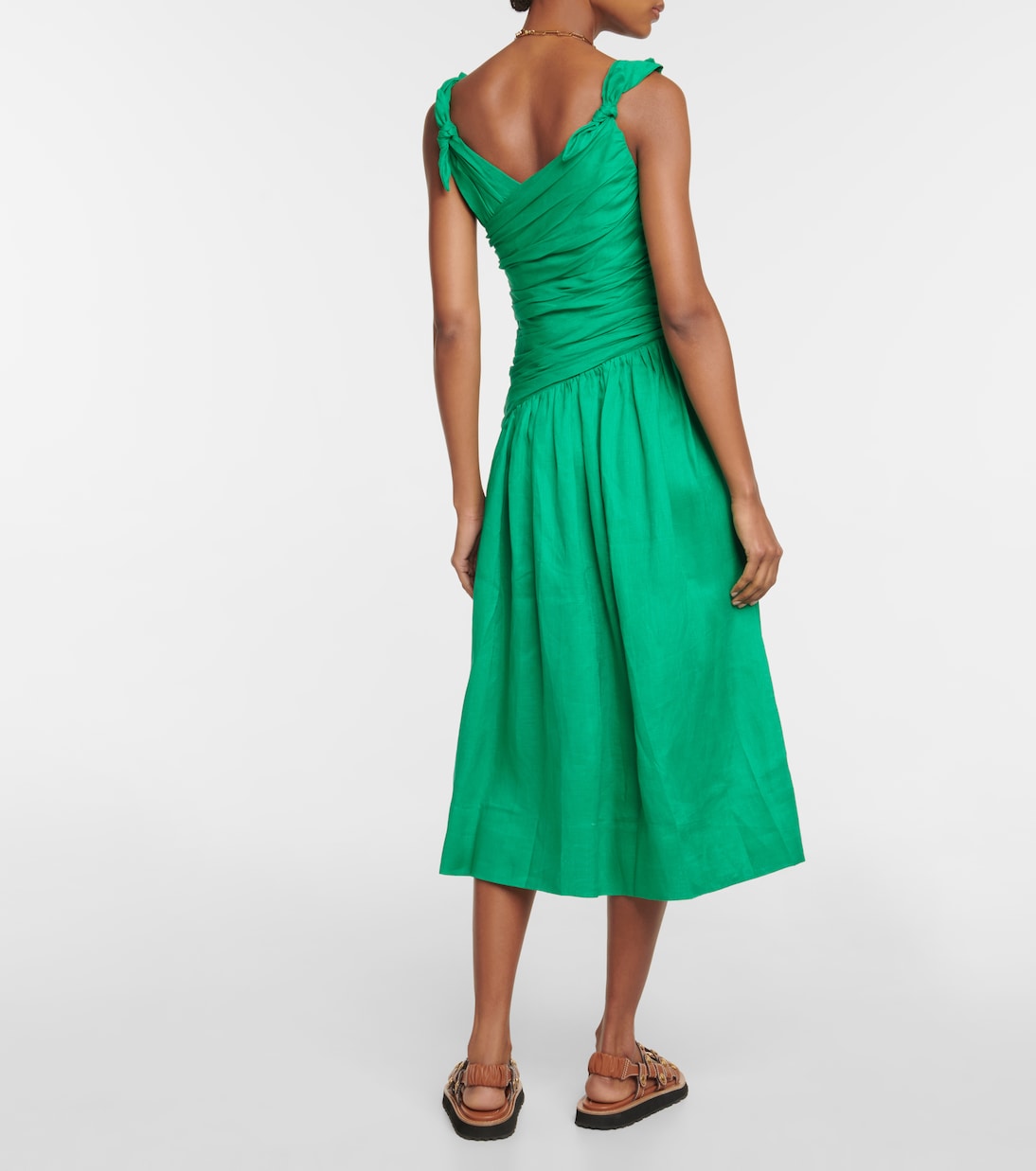 Abito midi Tiggy in lino con ruches | Zimmermann