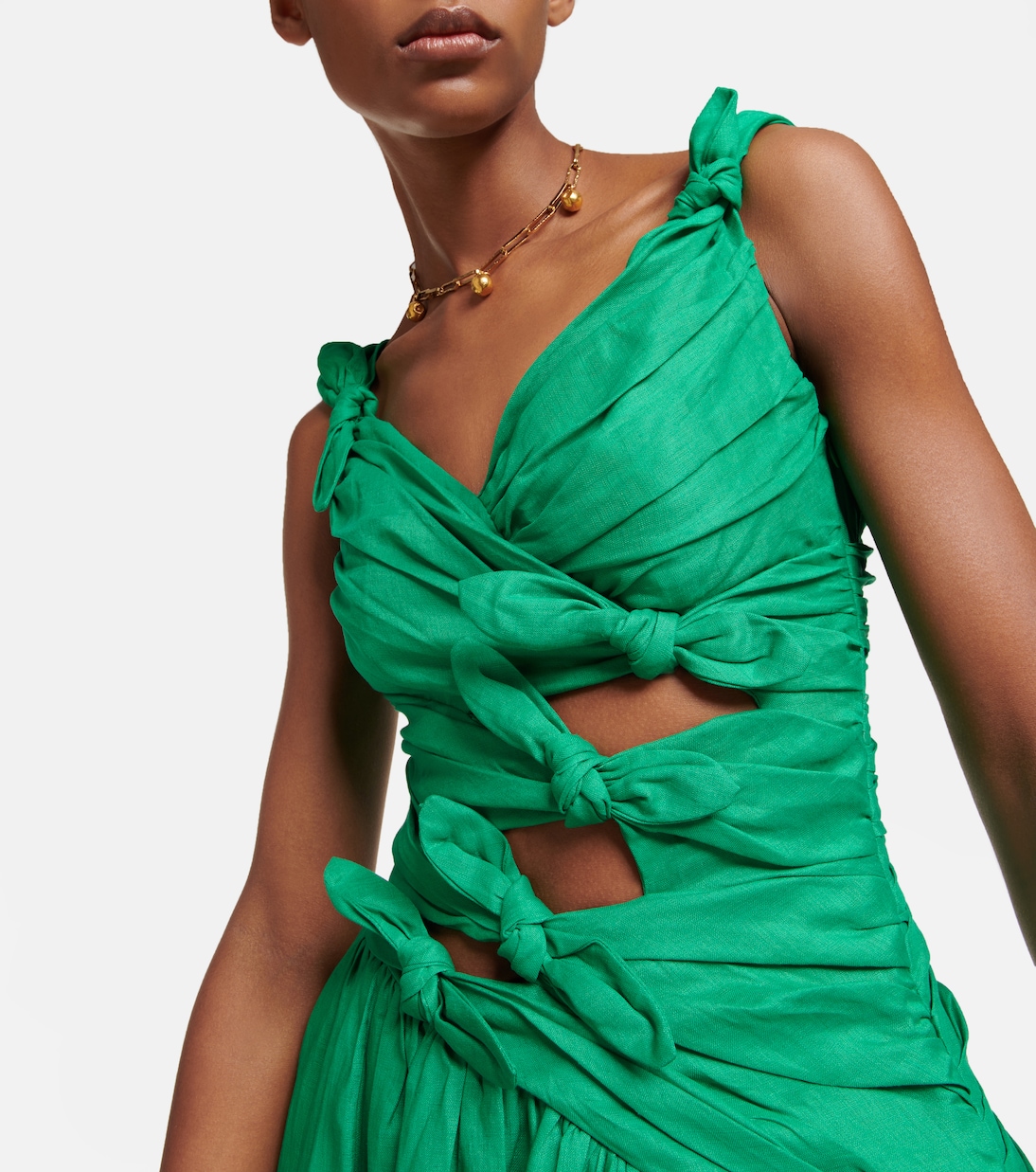 Abito midi Tiggy in lino con ruches | Zimmermann