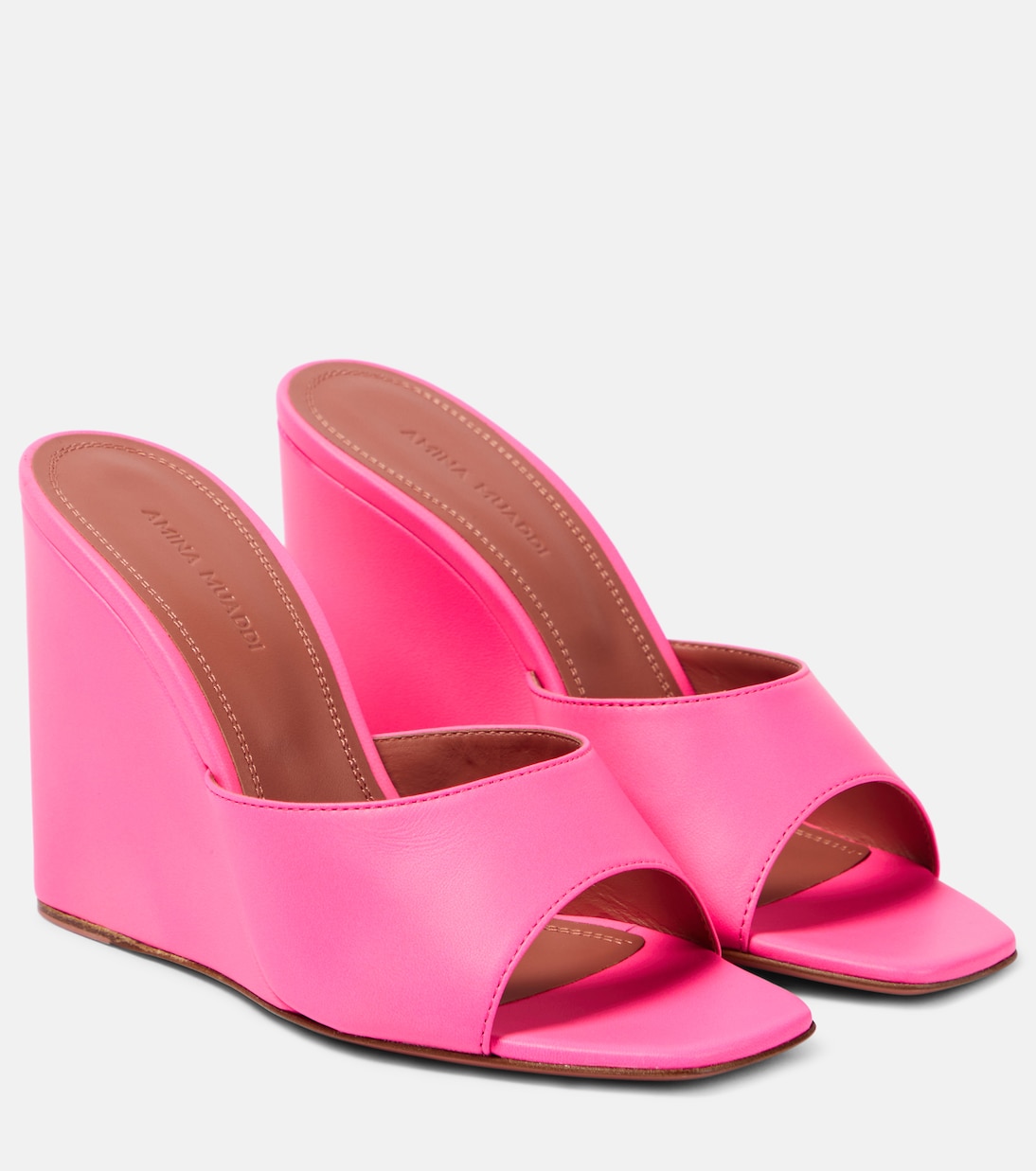 Lupita leather wedge mules | Amina Muaddi
