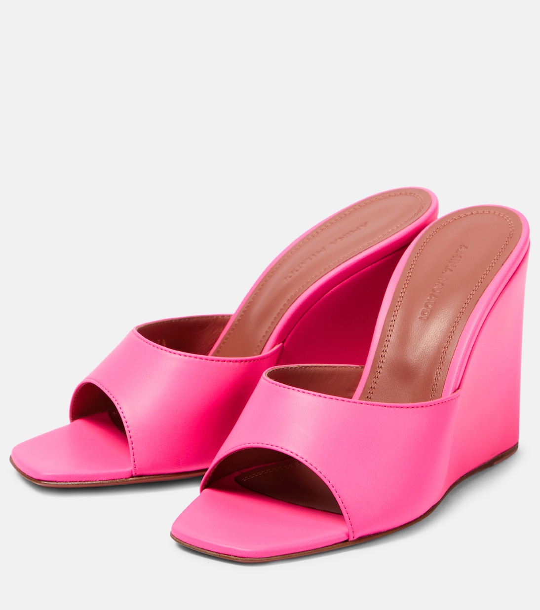 Lupita leather wedge mules | Amina Muaddi