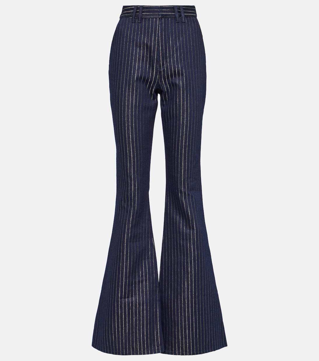 Flared Lurex pinstripe jeans in blue Balmain Mytheresa
