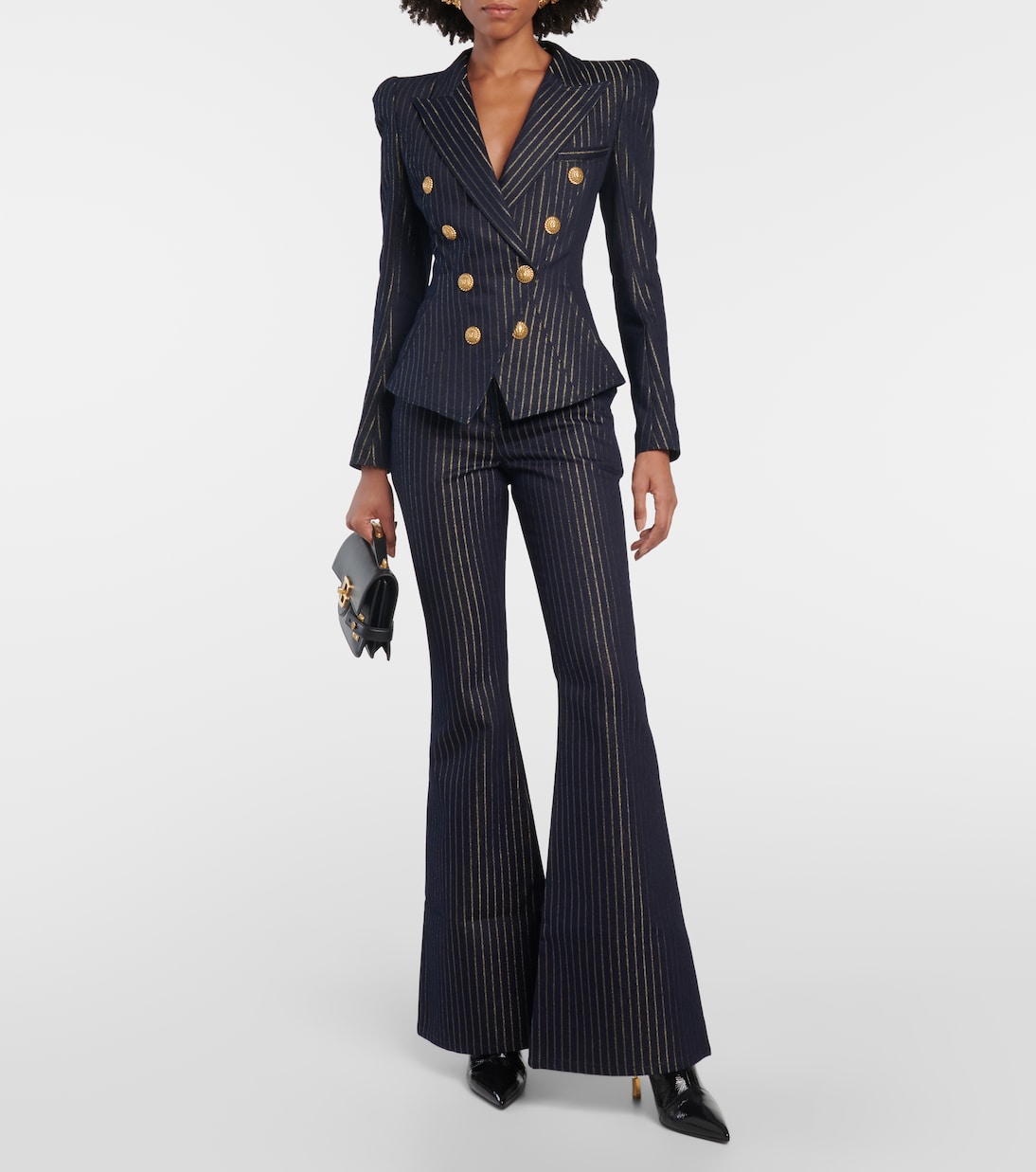 Flared Lurex® pinstripe jeans  | Balmain