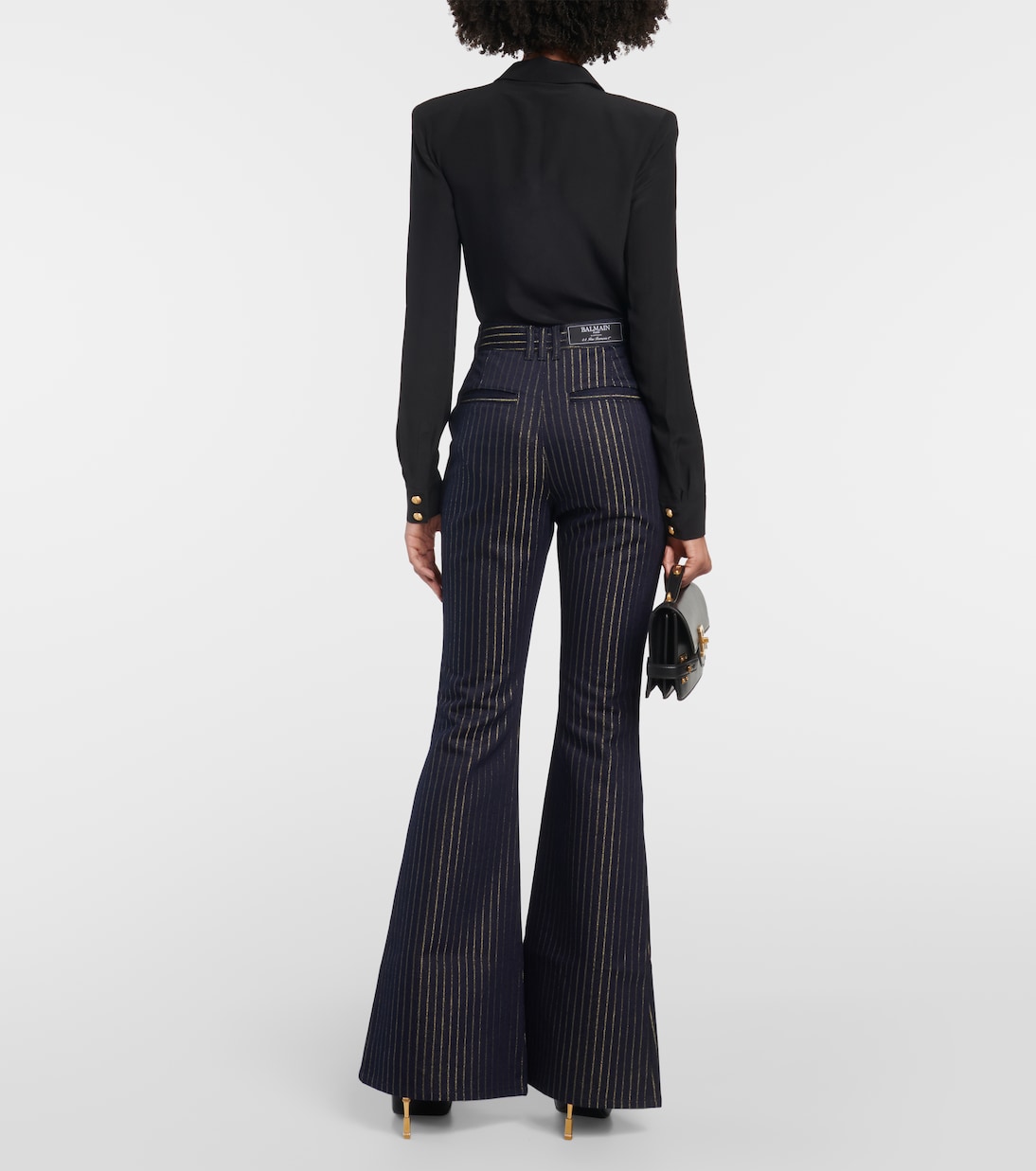 Flared Lurex® pinstripe jeans  | Balmain