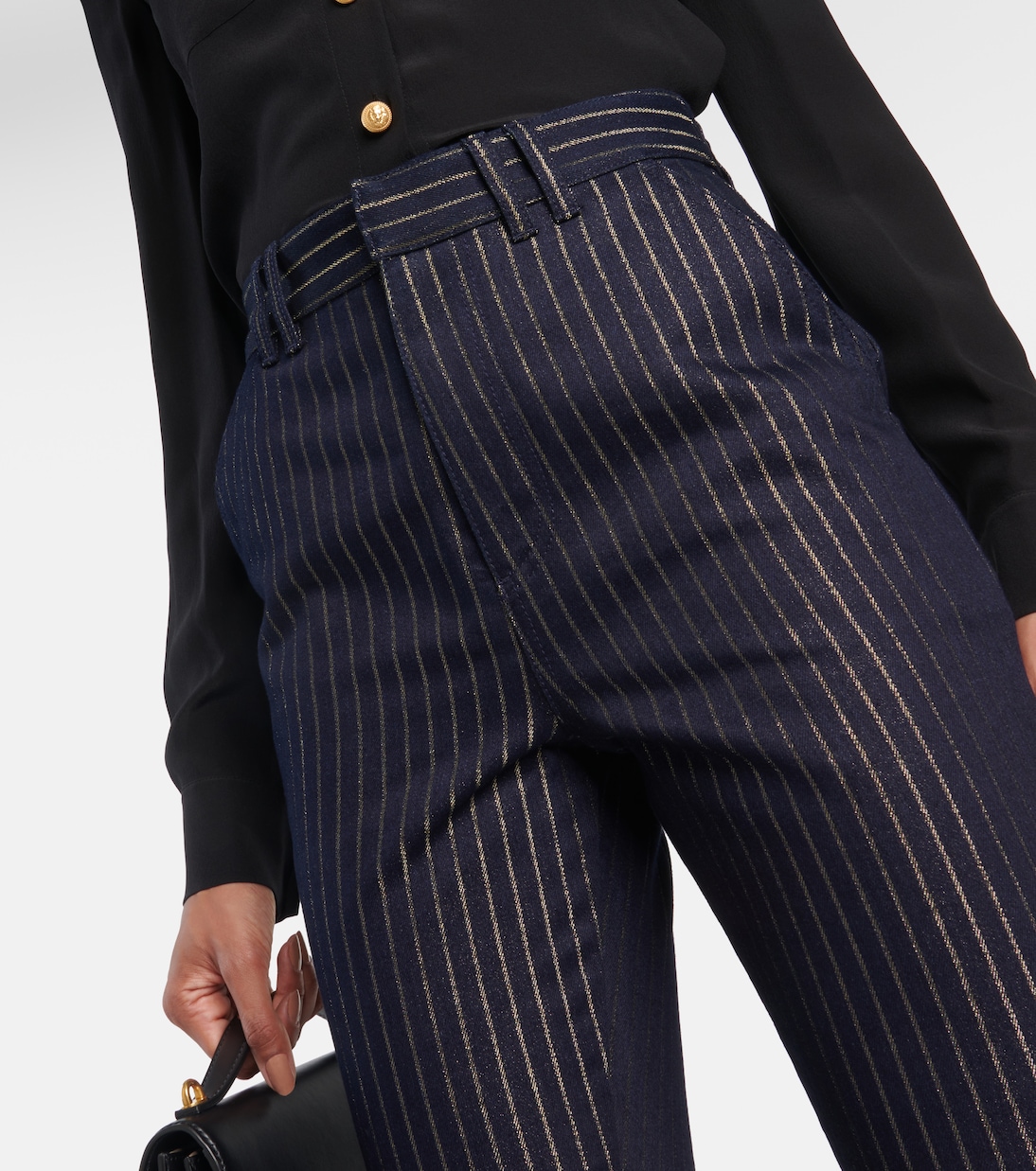 Flared Lurex® pinstripe jeans  | Balmain