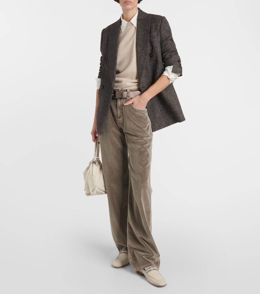 Gerade Mid-Rise-Hose aus Baumwollsamt | Brunello Cucinelli