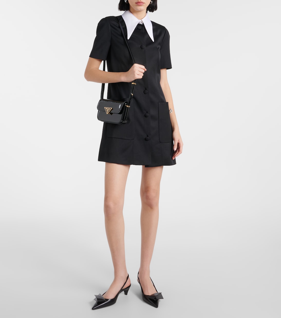 Sac en cuir verni à logo | Prada
