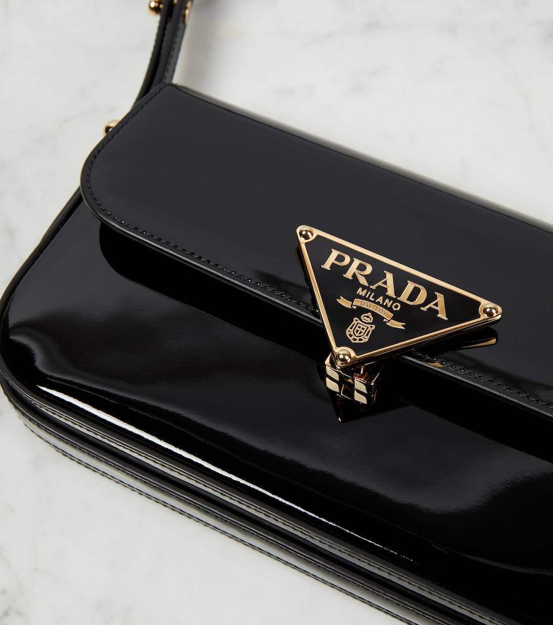 Sac en cuir verni à logo | Prada