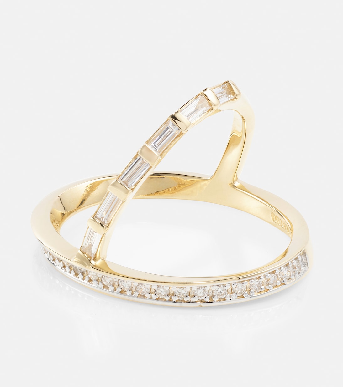 Anello in oro 14kt Y-bar con diamanti per uno stile giovane e raffinato