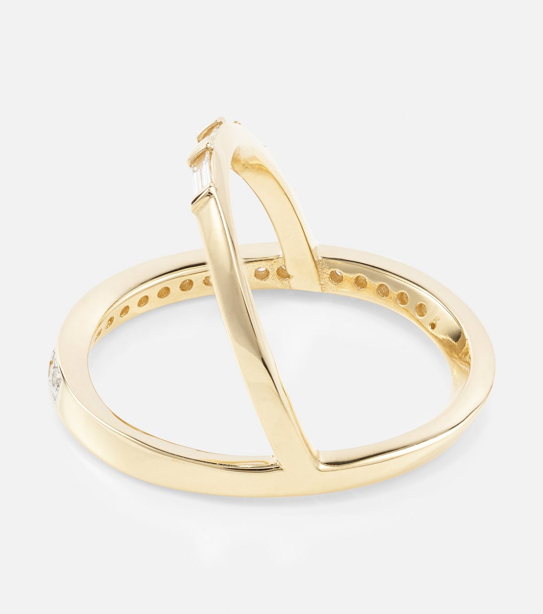 Anello in oro 14kt Y-bar con diamanti per uno stile giovane e raffinato