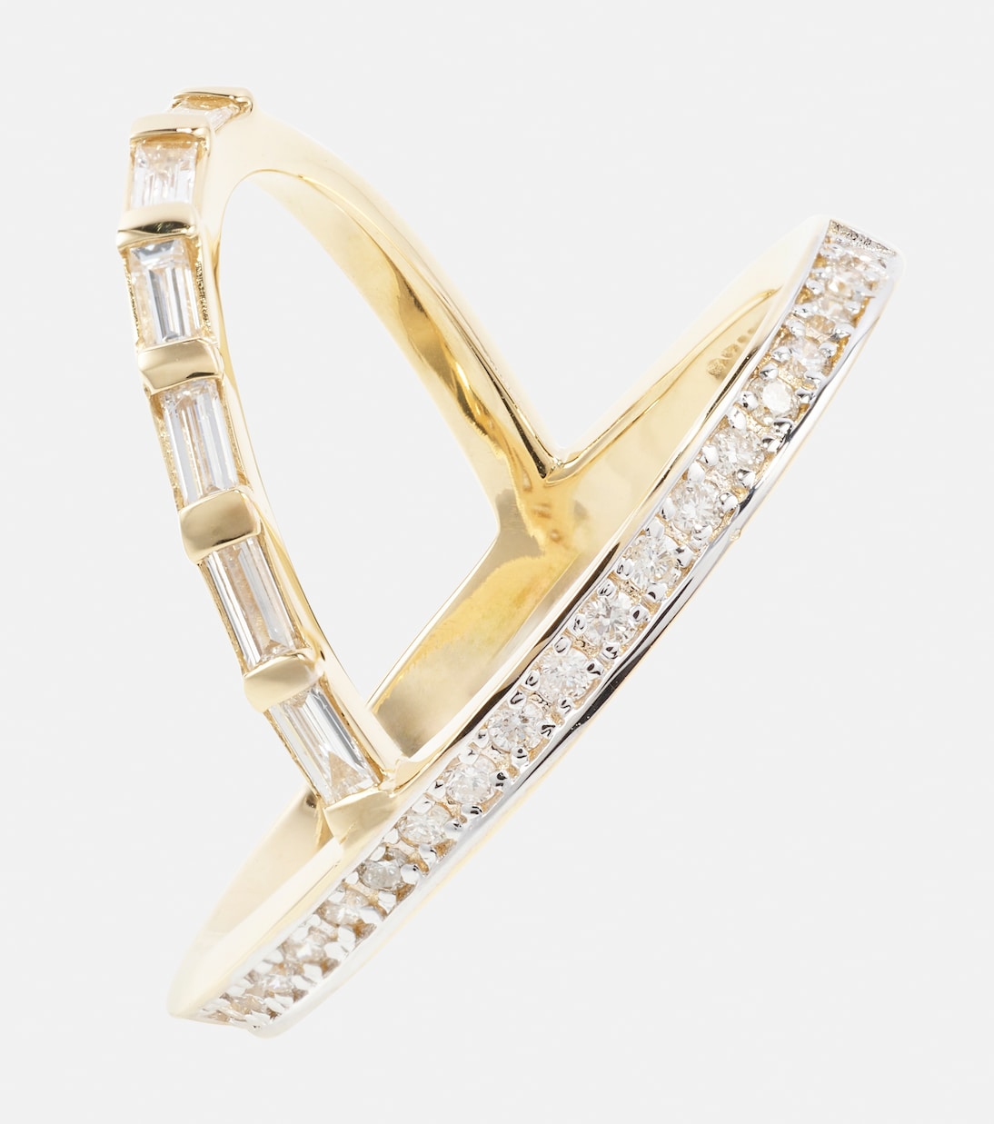 Anello in oro 14kt Y-bar con diamanti per uno stile giovane e raffinato