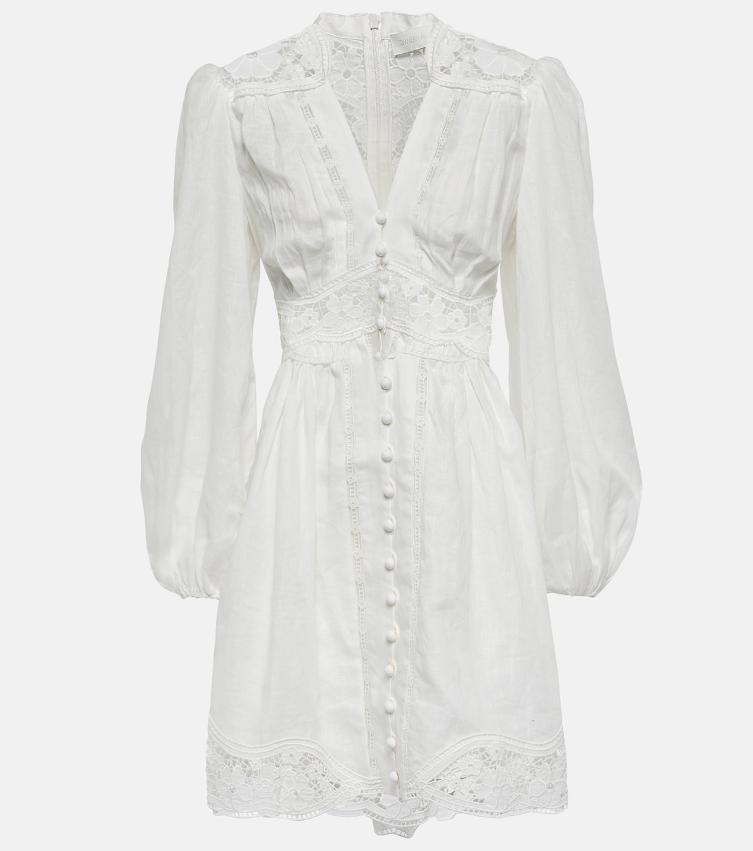 Vestido corto August de lino con encaje | Zimmermann